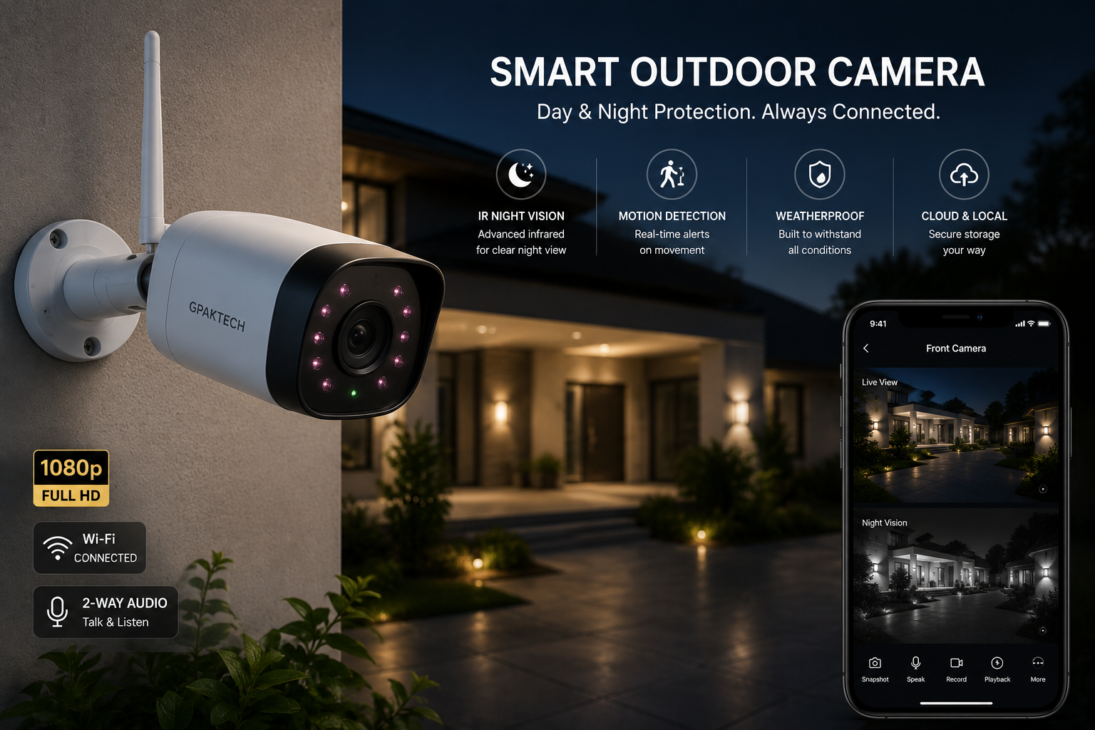 Smart outdoor security camera